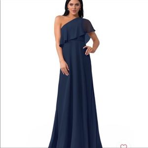 Azazie bridesmaid dress formal dress floor length gown navy blue